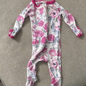 Floral Pink and Gray Kids One Piece
